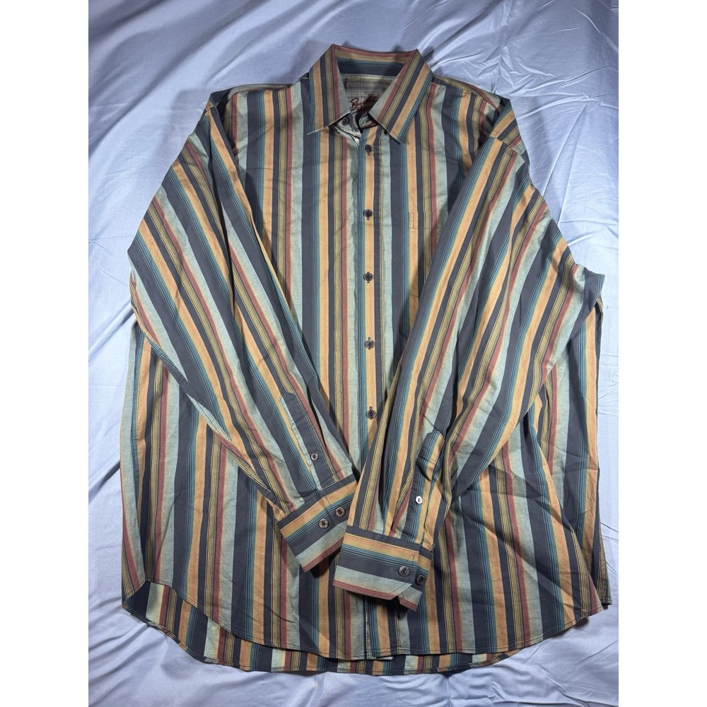 Bugatchi Uomo Men's Striped Long Sleeve Button Up Size XL